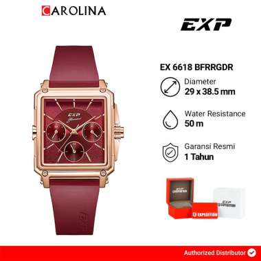 Jam Tangan Wanita Expedition EXP Glamour EX 6618 BFRRGDR Red Dial Red Rubber Strap