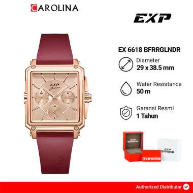Jam Tangan Wanita Expedition EXP Glamour EX 6618 BFRRGLNDR Rose Gold Dial Red Rubber Strap