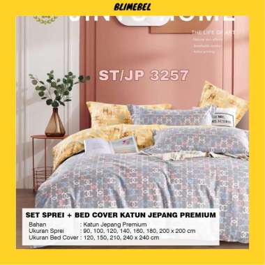 Set Sprei + Bedcover Katun Jepang PREMIUM + Sarbal + Sargul Varian Kj1 200x200+240x240 ST/JP 3257