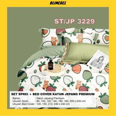 Set Sprei + Bedcover Katun Jepang PREMIUM + Sarbal + Sargul Varian Kj1 200x200+240x240 ST/JP 3229