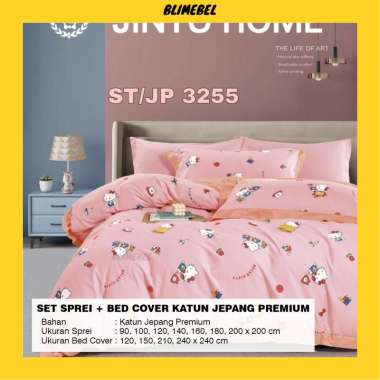 Set Sprei + Bedcover Katun Jepang PREMIUM + Sarbal + Sargul Varian Kj1 120x200+150x240 ST/JP 3255