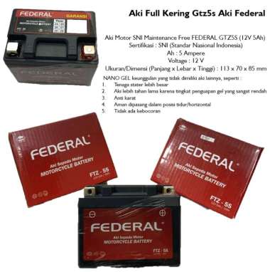 Aki Full Kering Gtz5s Aki Federal Nano Gel Accu Federal Ftz5s Aki Kering Kharisma Fu Vixion Vario Be
