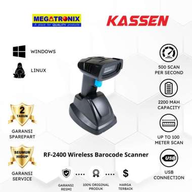 Kassen Wireless Barcode Scanner RF-2400 Hitam