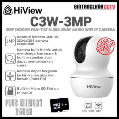 HIVIEW C3W-3MP 3MP INDOOR PAN-TILT H.265 2 WAY AUDIO WIFI IP CAMERA PLUS 256GB