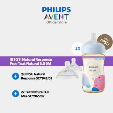 [B1G1] Philips Avent | Botol Susu Bayi | PPSU Natural Response | Tahan Hingga 180°C | 260 ml | Twin 