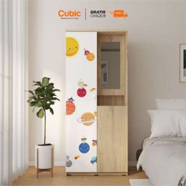 Cubic LUNA LPM 201 Lemari Pakaian Bergambar 2 Pintu / Lemari Baju / Wardrobe Tata Surya