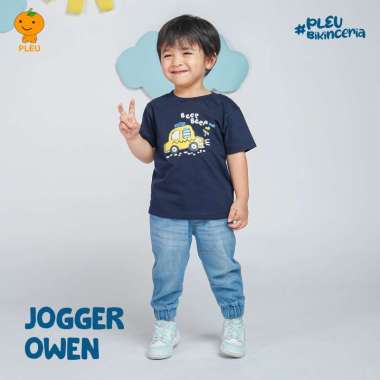 PLEU Celana Jogger Owen | Celana Panjang Anak Laki Laki Usia 12 Bulan-3 Tahun Biru 2 tahun