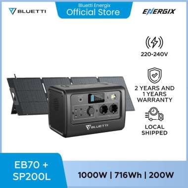 BLUETTI EB70 Portable Power Station | 1000W 716Wh EB70 + SP200L