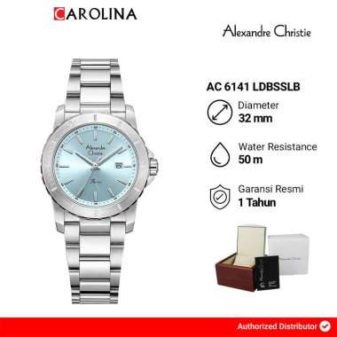 Jam Tangan Alexandre Christie Passion AC 6141 LDBSSLB Women Light Blue Dial Stainless Steel Strap