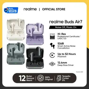 realme Buds Air7 (12.4mm Deep Bass Driver | 52dB Smart Active Noise Cancellation | Up to 52 Hours of Playback)