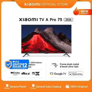 Xiaomi TV A Pro 75 2026 | Layar 4K QLED, 120 Hz Game Boost Mode, HDR10+, Filmmaker Mode | Frame sleek metal & bezel ultra tipis | Dolby Audio, dtsX