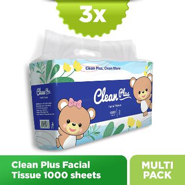 Clean Plus Facial Tissue [1000 sheets] isi 3 Pcs
