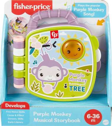 Fisher Price Purple Monkey Musical Storybook Toy For Baby & Toddler With Lights & Sounds JFC75
