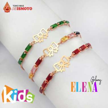 Gelang Anak Tali Serut Kombinasi Emas Mas Asli Elena J5 Ismoyo HIJAU