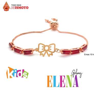 Gelang Anak Tali Serut Kombinasi Emas Mas Asli Elena J5 Ismoyo MERAH