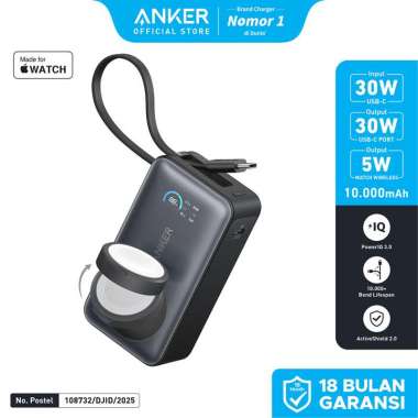 Anker MagGo Power Bank for Apple Watch 10,000 mAh Compact Battery Pack Built-in USB-C Cable 35W Max 