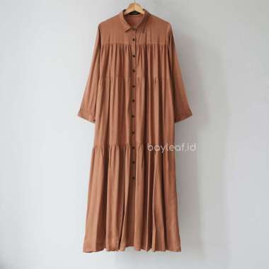 Bayleaf.id Zelena Long Sleeve Maxi Dress / Dress Gamis Wanita Busui M CARAMEL