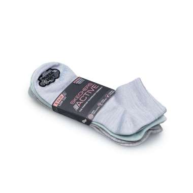 Skechers Women Low Cut Socks 3-Pairs Non Terry Supersoft Kaos Kaki Wanita [SKEJL600427L] Blue/Aqua