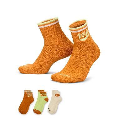 NIKE Men Training Everyday Plus Ankle Socks 3 Pairs Kaos Kaki Fitness Pria [HJ9340-903] Multicolor L