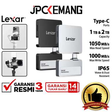 JPC KEMANG Lexar Portable SSD 1TB / 2TB Professional Go with Hub USB Type-C SL400 Lexar External SSD