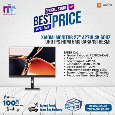 Xiaomi Monitor 27" A27UI 4K 60Hz UHD IPS HDMI 6Ms Garansi Resmi