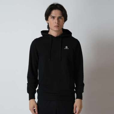 Converse Standard Fit Left Chest Star Chev Emb Hoodie Jaket Pria Black CONMJ1045001 L