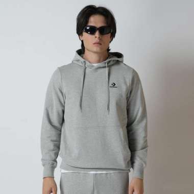 Converse Standard Fit Left Chest Star Chev Emb Hoodie Jaket Pria Vintage Grey Heather CONMJ1045035 L
