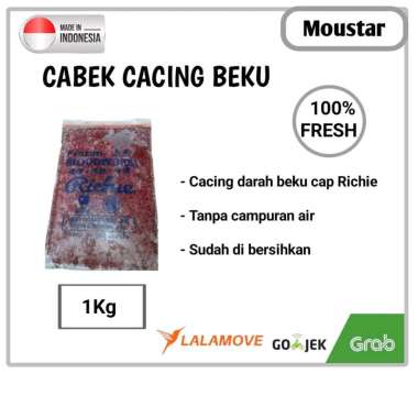 Cabek Richie Cacing Beku Bloodworm Tanpa Air 100% 1 Kg Isi 2 Lempeng