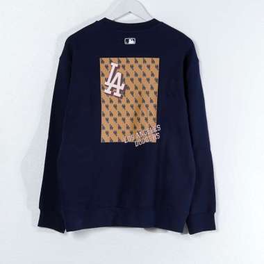 Sweater MLB LA SQUARE MONOGRAM ORANGE BACK NAVY SWEATSHIRT 100% ORIGINAL XL