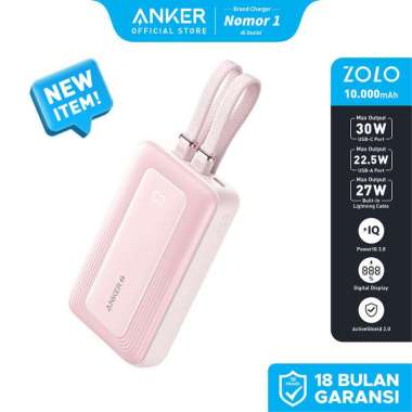 Anker Zolo Power Bank 10.000mAh 30W Max Fast Portable Charger with Built-in USB-C and MFi Certified 