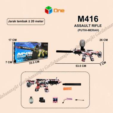 Mainan Anak tembakan m416 assault electric outdoor batery charge M416 Assault Putih Merah