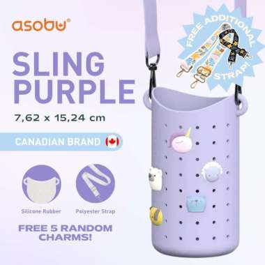 ASOBU Sling - Sarung Botol / Sarung Tumbler / Strap Tumbler Sillicone Charms 460ML - Purple
