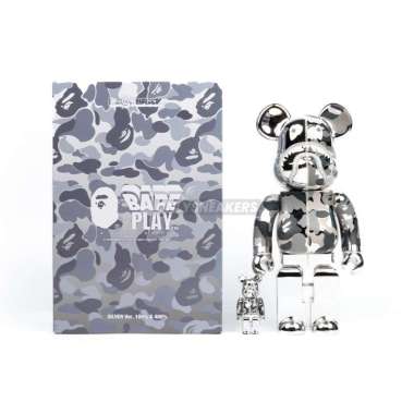Jual Bearbrick X Bape X Hajime Sorayama Camo Shark Gold 100% & 400