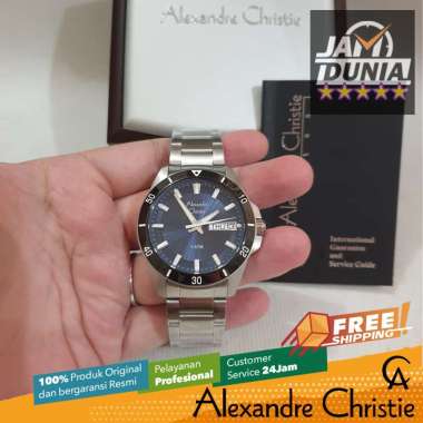 JAM TANGAN PRIA ALEXANDRE CHRISTIE ORIGINAL SILVER NAVY 6683 AC 6683 AC6683 ACF6683 CT