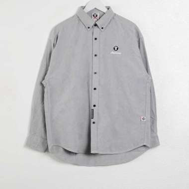Kemeja AAPE NOW EMBROIDERY PATCH BLACK GREY LONG SHIRT 100% ORIGINAL M