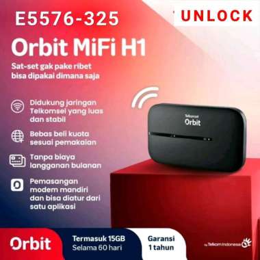 Huawei E5576 Modem Mifi 4G LTE Unlock + Free Telkomsel 14 GB Hitam