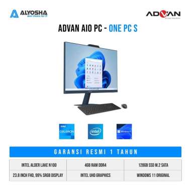 Advan All in One PC AIO OnePC Intel N100 4GB SSD 128GB