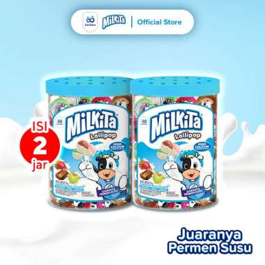 2 Jar Max Milkita Lolipop Permen Susu - (1 Toples Isi 30 Pcs)