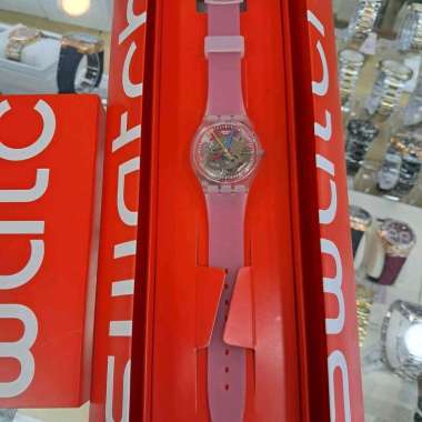 JAM TANGAN PRIA SWATCH ORIGINAL SWATCH GE292 SWATCH GE 292 CLEARLY RED STRIPED