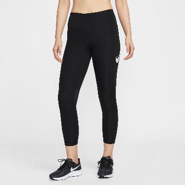 NIKE Women Running Fast Dri-FIT Mid-Rise 7/8 Tight Swoosh Celana Lari Wanita [HV8556-010] A/L Black