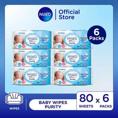 Paseo Baby Wipes Purity Gazette Tissue Basah [80 sheets] isi 6 Pcs