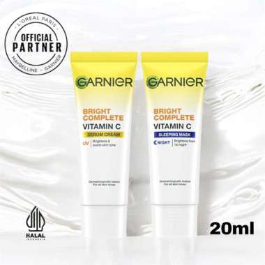 Paket Garnier Bright Complete Cream Siang 20ml + Cream Malam 20ml BC UV + MALAM 20ml