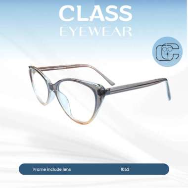 Class Kacamata 1052 Brwon Transparan Cat Eye Model Fashion Hanya frame