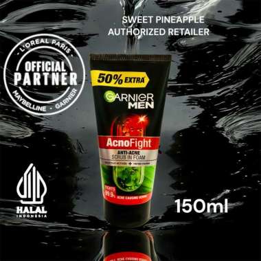 ( JUMBO ) Garnier MEN Acno Fight Foam 150ml - Pembersih Wajah Pria Anti Jerawat