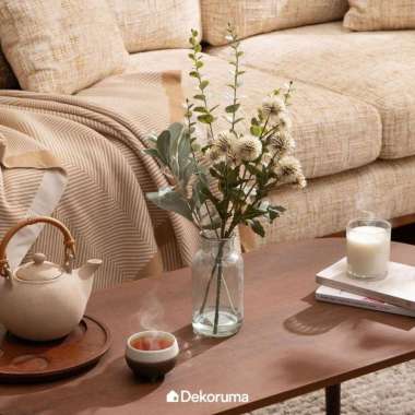 Dekrouma HYERI Bunga Gardenia Artificial Dalam Vas Kaca Bening