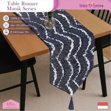 Tren-D-home taplak meja makan kulkas buffet table runner panjang 32 cm x 200 cm aesthetic motif mode