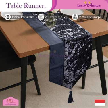 Tren-D-home taplak meja makan kulkas buffet table runner panjang 32 cm x 200 cm aesthetic motif mode