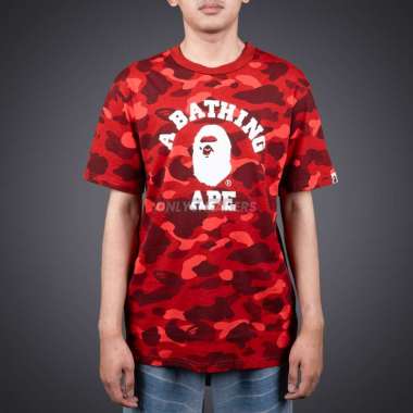 BAPE ABC CAMO COLLEGE RED TEE M