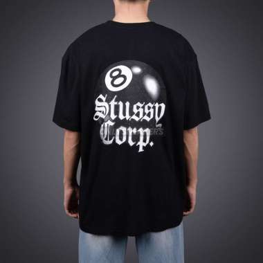 STUSSY 8 BALL CORP BLACK TEE XL