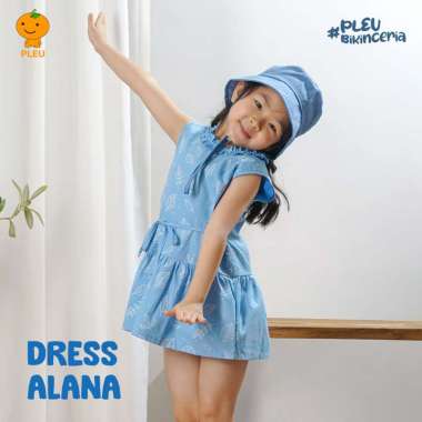 PLEU Dress Alana | Baju Anak Perempuan Usia 1-6 Tahun 3 tahun Biru